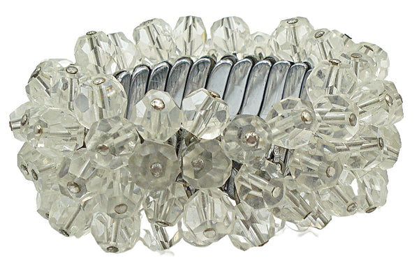 Vintage Japan Crystal Clear Glass Cha Cha Expansion Bracelet