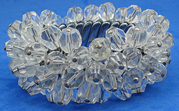 Vintage Japan Crystal Clear Glass Cha Cha Expansion Bracelet