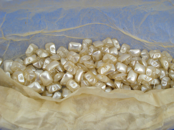 10x5mm (14ICO) Light Creme Pearl Cushion Octagon Buff Top Doublet with Sew on Hole