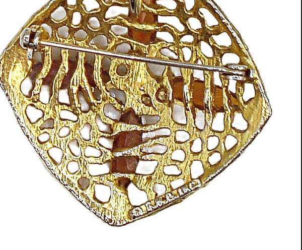5pc Gold Tone Brooch Pin Lot Assortment