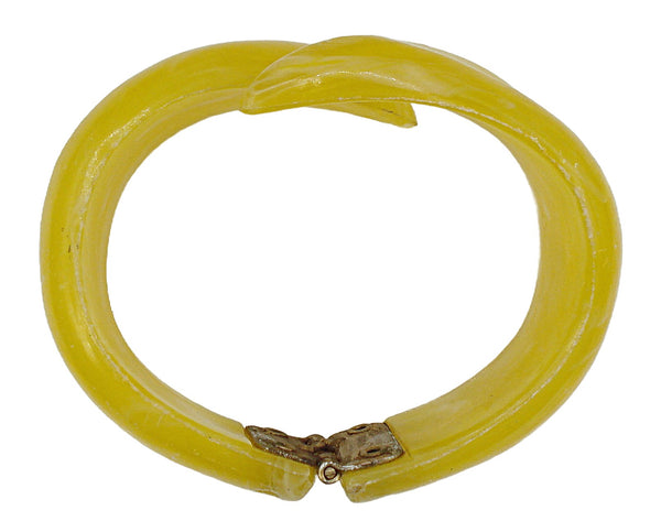 Vintage Yellow Marbled Lucite Clamper Bracelet