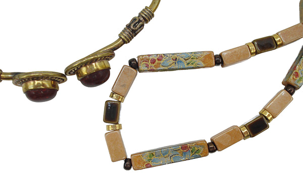 2\pc Jewelry Lot Cloisonne Necklace Siam Cuff Bracelet