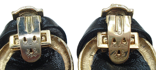 Vintage S.G. D'or Black Gold Shoe Clips 1.5"