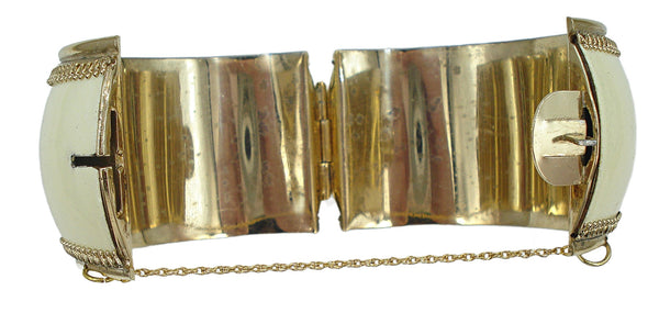 Hinged Bracelet Victorian Revival Enamel Limoges Couple Courting