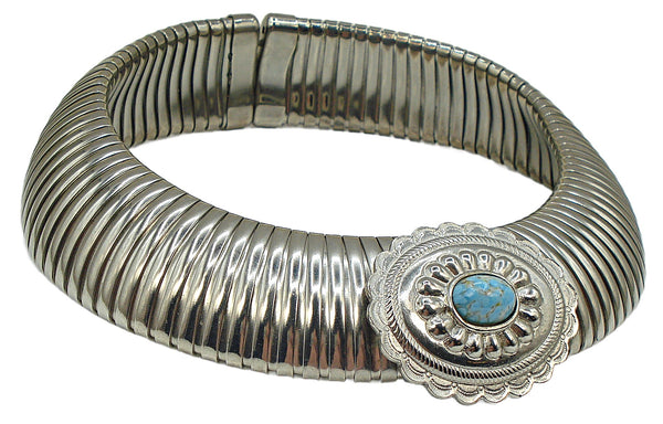 Runway Flex Omega Collar Necklace Silver Tone 2" Western Style Center Piece