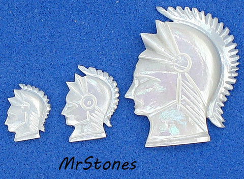 7x6mm-10x7mm-19x14mm Natural Mother of Pearl Carved Warrior Cameo Left and Right Face