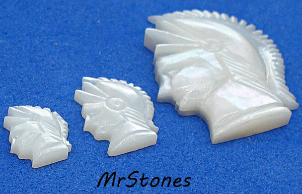 7x6mm-10x7mm-19x14mm Natural Mother of Pearl Carved Warrior Cameo Left and Right Face