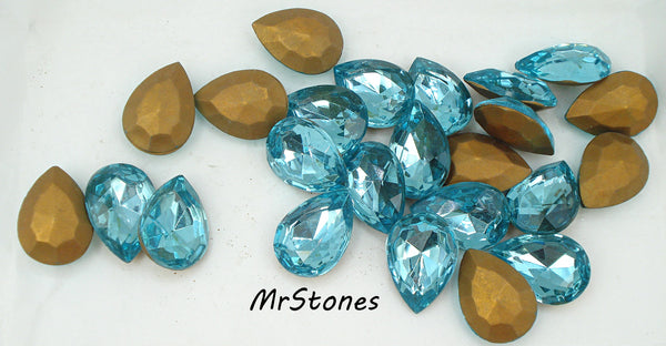 18x13mm (4320/2) TTC Aqua Marine Pear Pendeloque Shape Czech