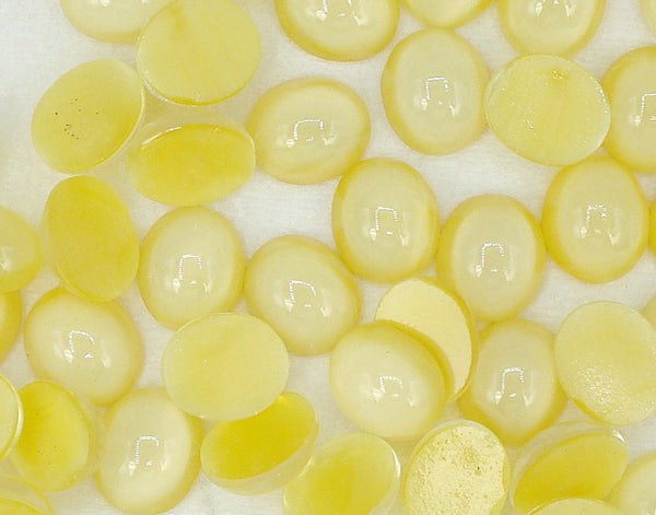 12x10mm (2195) Yellow Moonstone Oval Cabochon Czech Glass