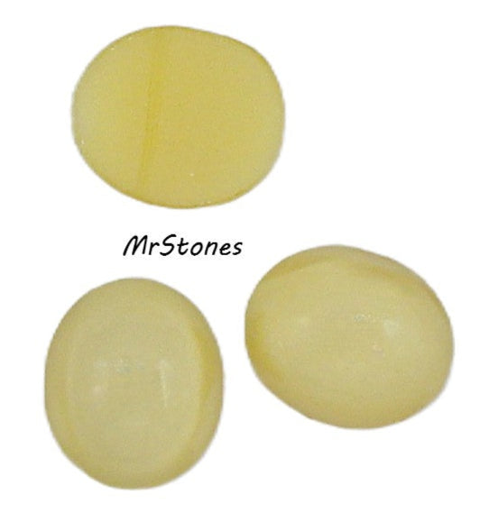 12x10mm (2195) Yellow Moonstone Oval Cabochon Czech Glass