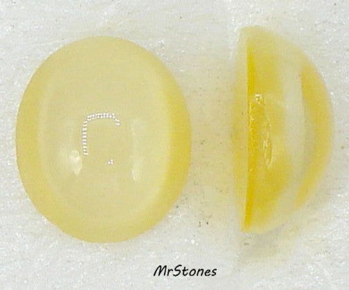 12x10mm (2195) Yellow Moonstone Oval Cabochon Czech Glass