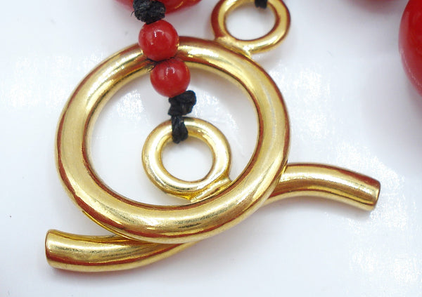 Necklace 34" Red Weighty Lucite Graduated Beads 13.5-25mm