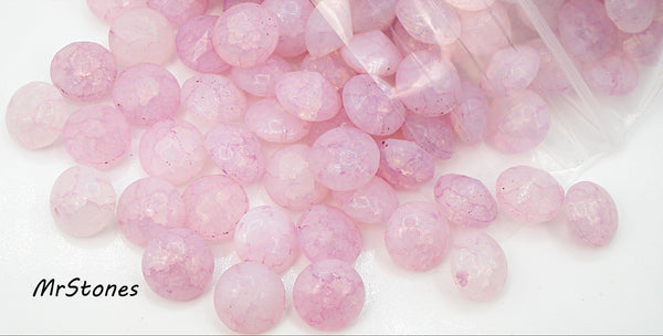 8.4-8.7mm (3189) (40ss) Pink Rose Crackle Round Buff Top Doublet 1pc or 5pc