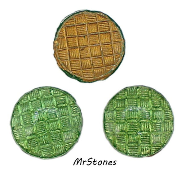 13mm (1684) Peridot Green Weave Pattern Round Cabochon Low Dome Cap Like
