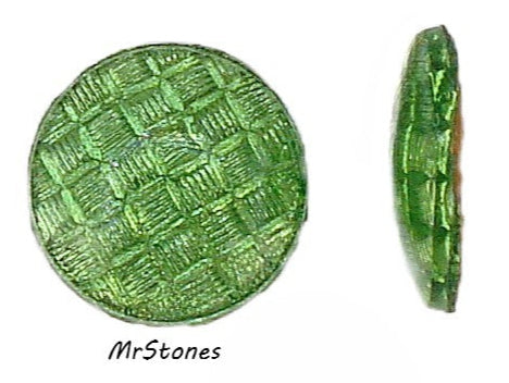 13mm (1684) Peridot Green Weave Pattern Round Cabochon Low Dome Cap Like