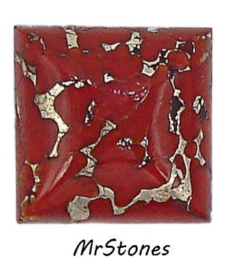 14mm (2062) Rich Red Gold Black Matrix Square Shape Cabochon Japan 5.2mm Thick