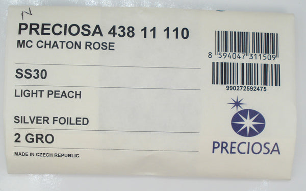 6.3-6.5mm (2000) (30ss) Light Peach Flatback Round Silver Foiled  Czech Preciosa