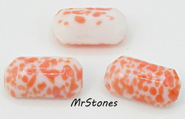 10x5mm (3436) Orange Speckled White Cushion Octagon Buff Top Doublet