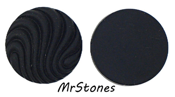 22mm (1684) Jet Black Groove Swirl Round Cabochon