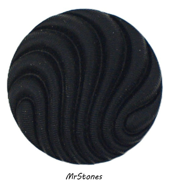 22mm (1684) Jet Black Groove Swirl Round Cabochon