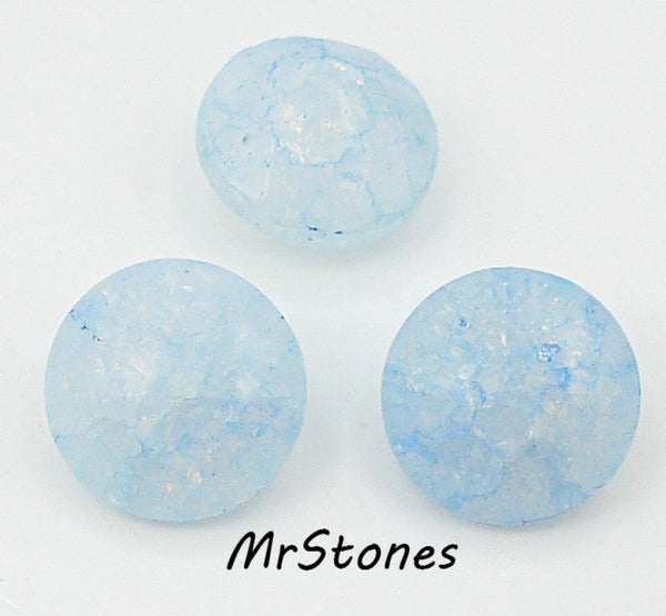 8.4-8.7mm (3189) (40ss) Med. Blue Crackle Round Buff Top Doublet 1pc or 5pc