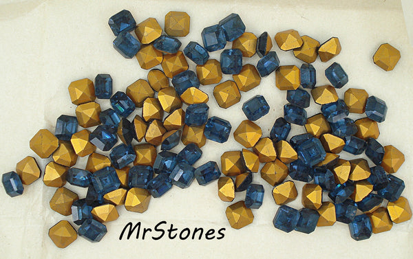 8mm (4671) Czech M/C Montana Sapphire Step Cut Square Octagon