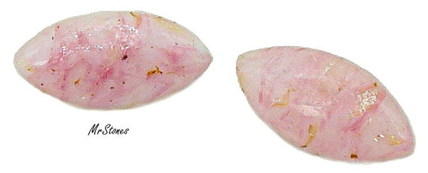 10x5mm (3146) Pink Spotted Matrix Marquise Navette Buff Top Doublet W.G.
