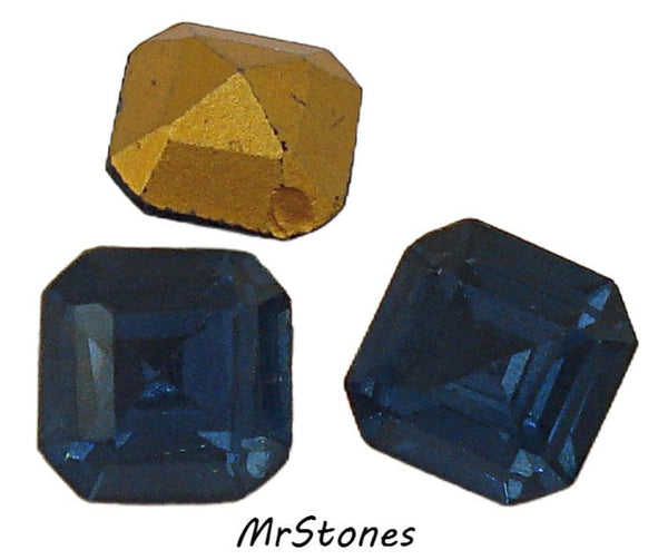 8mm (4671) Czech M/C Montana Sapphire Step Cut Square Octagon