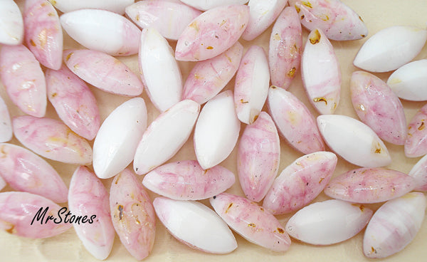 10x5mm (3146) Pink Spotted Matrix Marquise Navette Buff Top Doublet W.G.