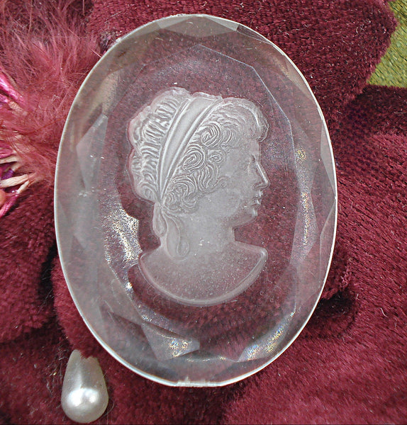 40x30mm Intaglio Crystal Clear Acrylic Oval Faceted