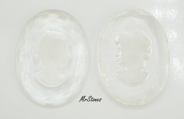 40x30mm Intaglio Crystal Clear Acrylic Oval Faceted