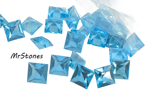 8mm (4400) Czech Aqua Square Shape Unfoiled