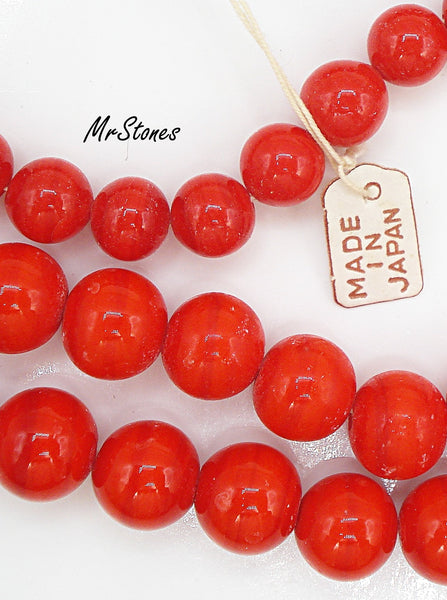 7.5mm 8.5mm 9.5mm Approx. Cherry Red Faint Stripes Japan Glass Bead