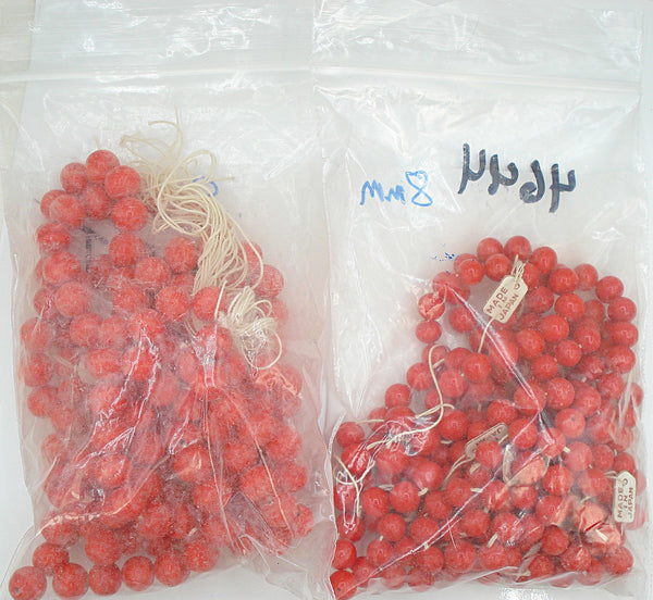 7.5mm 8.5mm 9.5mm Approx. Cherry Red Faint Stripes Japan Glass Bead