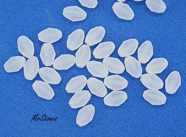 6.3x4mm Bead Bi-Cone Frosted White Crystal Vintage Glass
