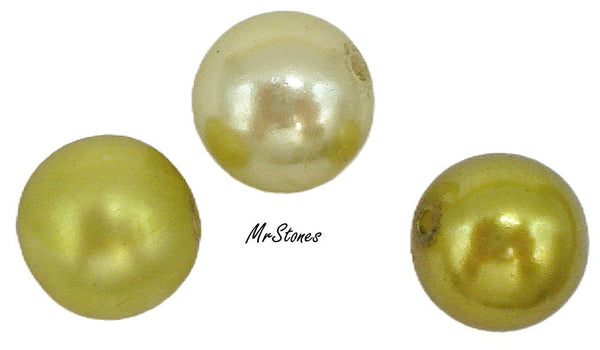 8mm (S14IFD) 3 Shades of Olivine Green Fully Drilled Glass Pearls