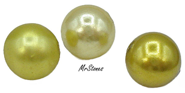 8mm (S14IFD) 3 Shades of Olivine Green Fully Drilled Glass Pearls