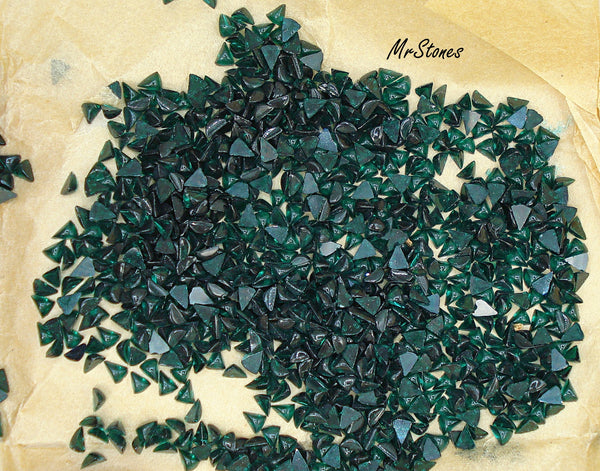 5x4mm Triangle Emerald Green Unfoiled High Dome 2.1 Cabochon 3pk/$1.00