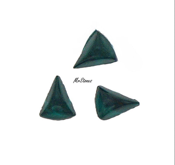 5x4mm Triangle Emerald Green Unfoiled High Dome 2.1 Cabochon 3pk/$1.00
