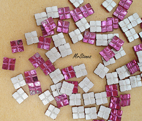 5mm (4758/3) Fuchsia Pink 4 Square Flatback Swarovski 3pk/1.00