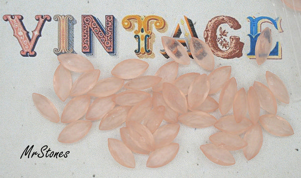 10x5mm (4200/2) Frosted Rose Pink Marquise Navette Unfoiled