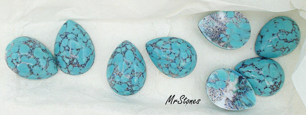 18x13mm (3331) Turquoise Matrix Blue Black Vein Pendeloque Cabochon