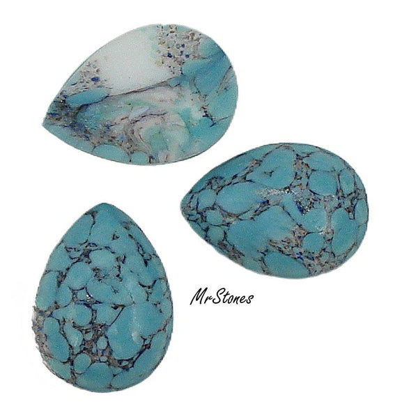 18x13mm (3331) Turquoise Matrix Blue Black Vein Pendeloque Cabochon