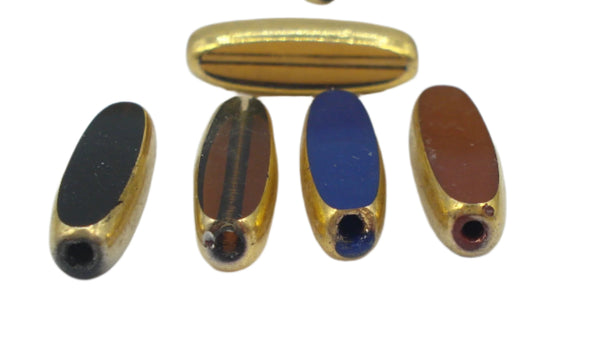 17.5x5.5x3.7mm Bead 4 Colors Gold Tone Glass Brass