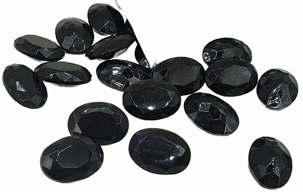 18x13mm (4140/2) TTC Jet Black Extra Faceted Unfoiled Oval Shape