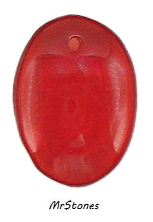 15x10.5x4mm (BEAD) Siam Red Oval Dangle Glass Bead