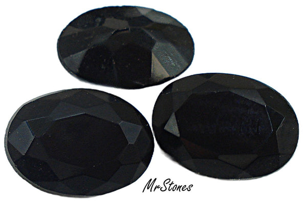18x13mm (4140/2) TTC Jet Black Extra Faceted Unfoiled Oval Shape