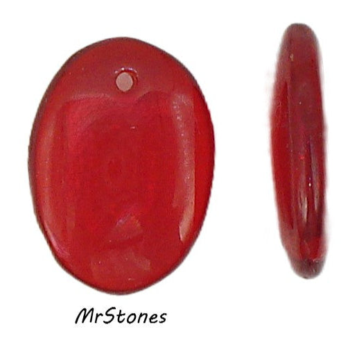 15x10.5x4mm (BEAD) Siam Red Oval Dangle Glass Bead