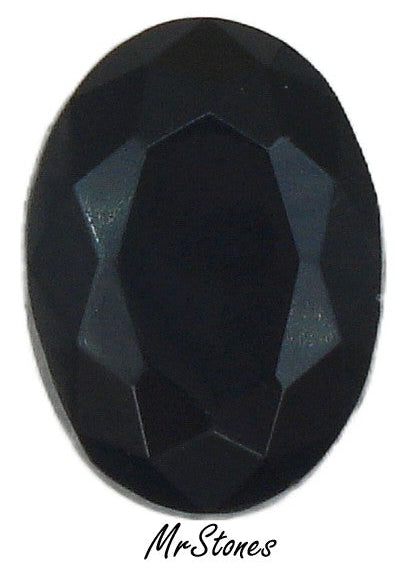 18x13mm (4140/2) TTC Jet Black Extra Faceted Unfoiled Oval Shape