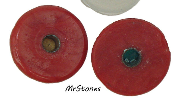 16-17mm (2194) Red Round Glass Cabochon with Square Accent Finding Setting